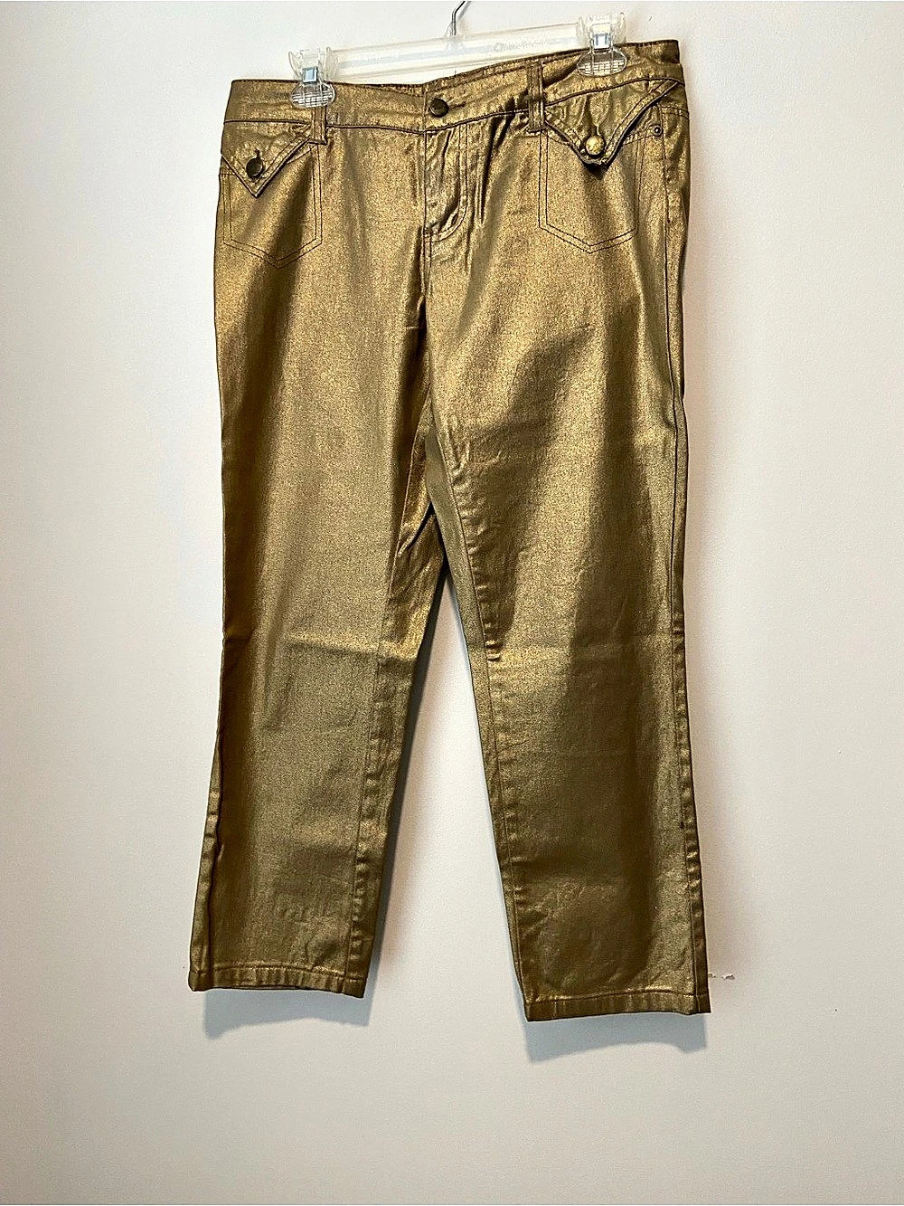 Cache Metallic Straight Leg Pants Size 8 Like New